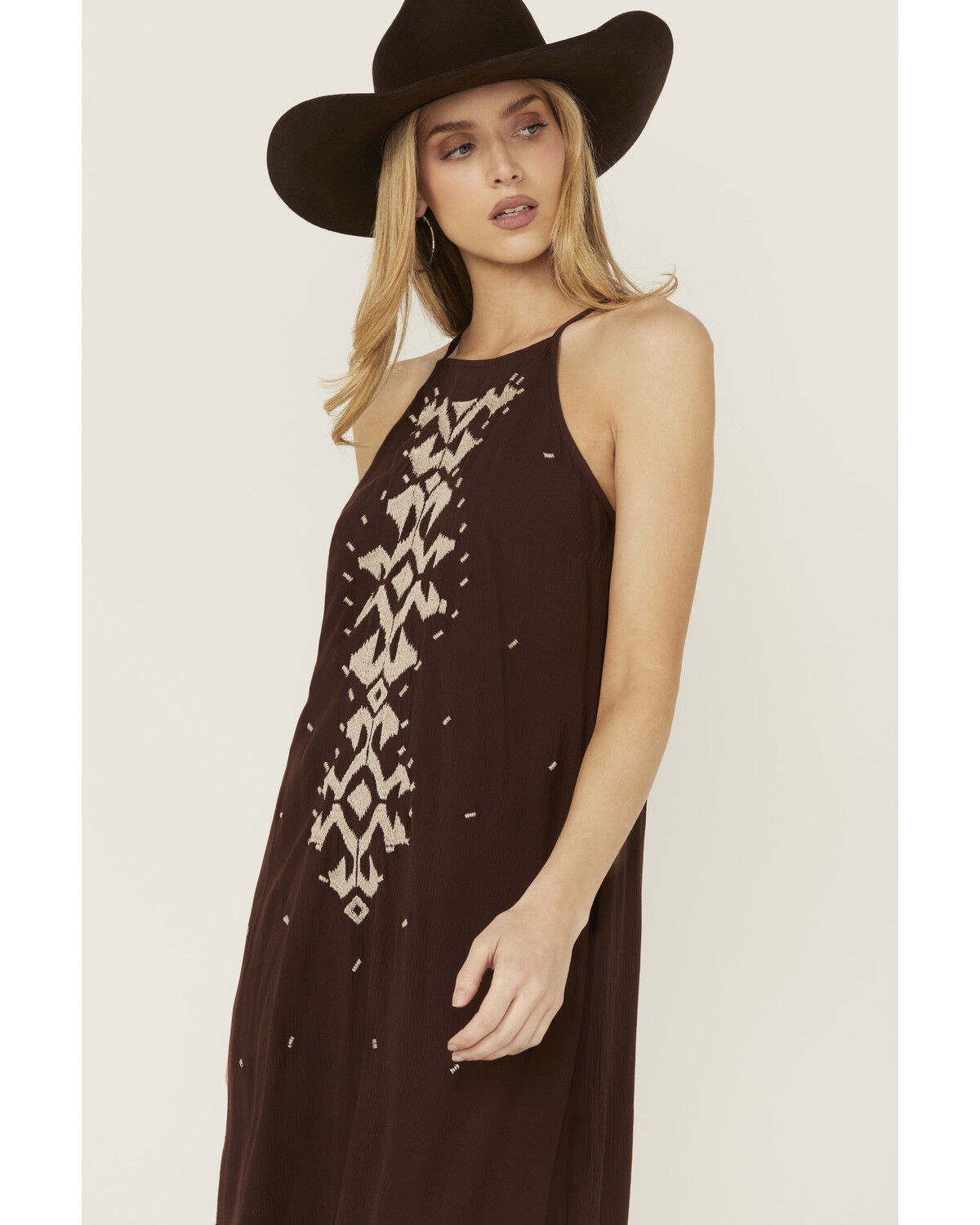 Image #2 - Shyanne Women's Embroidered Fringe Midi Dress, Dark Brown, hi-res
