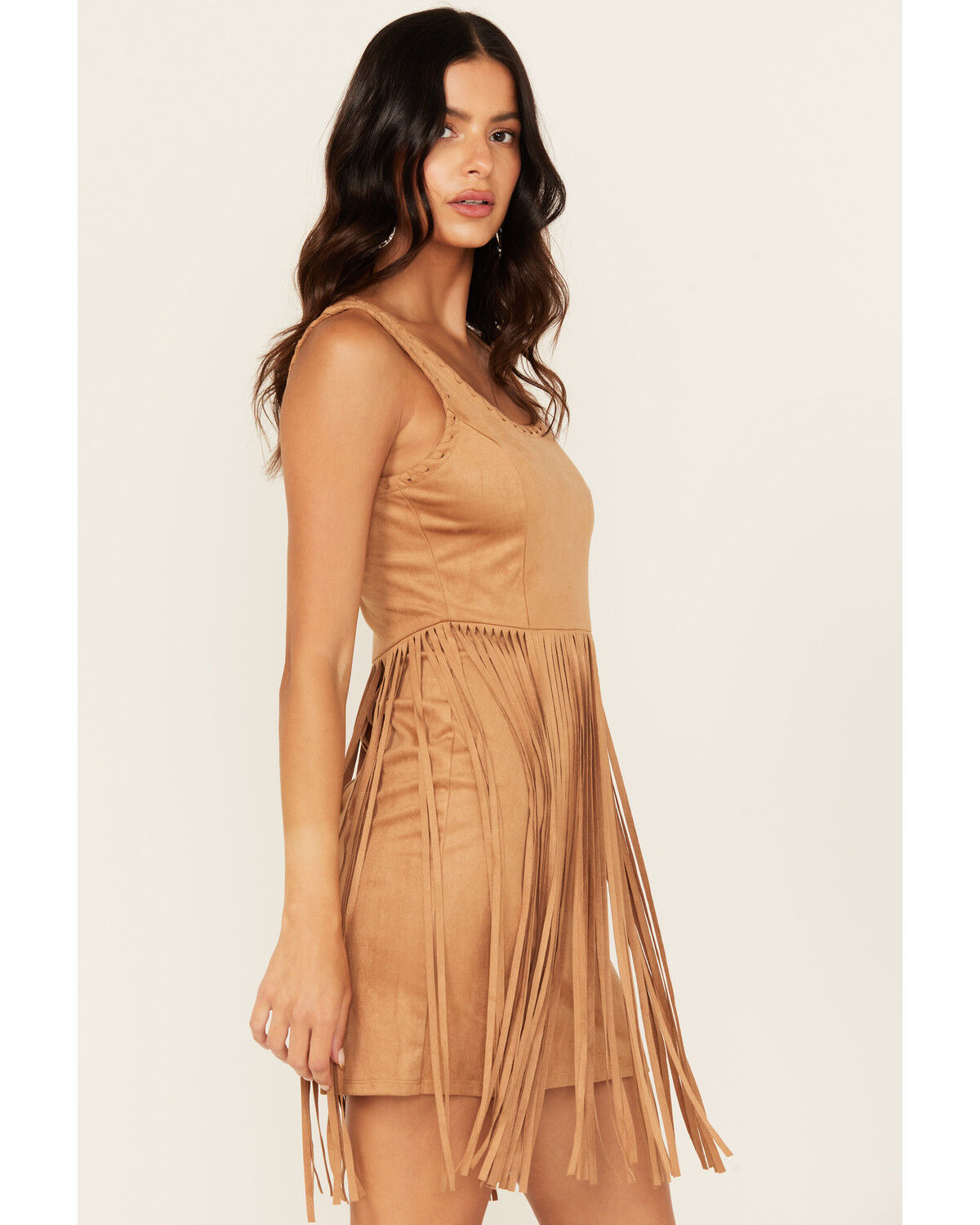 Image #2 - Idyllwind Women's Lady Luck Faux Suede Mini Dress, Tan, hi-res