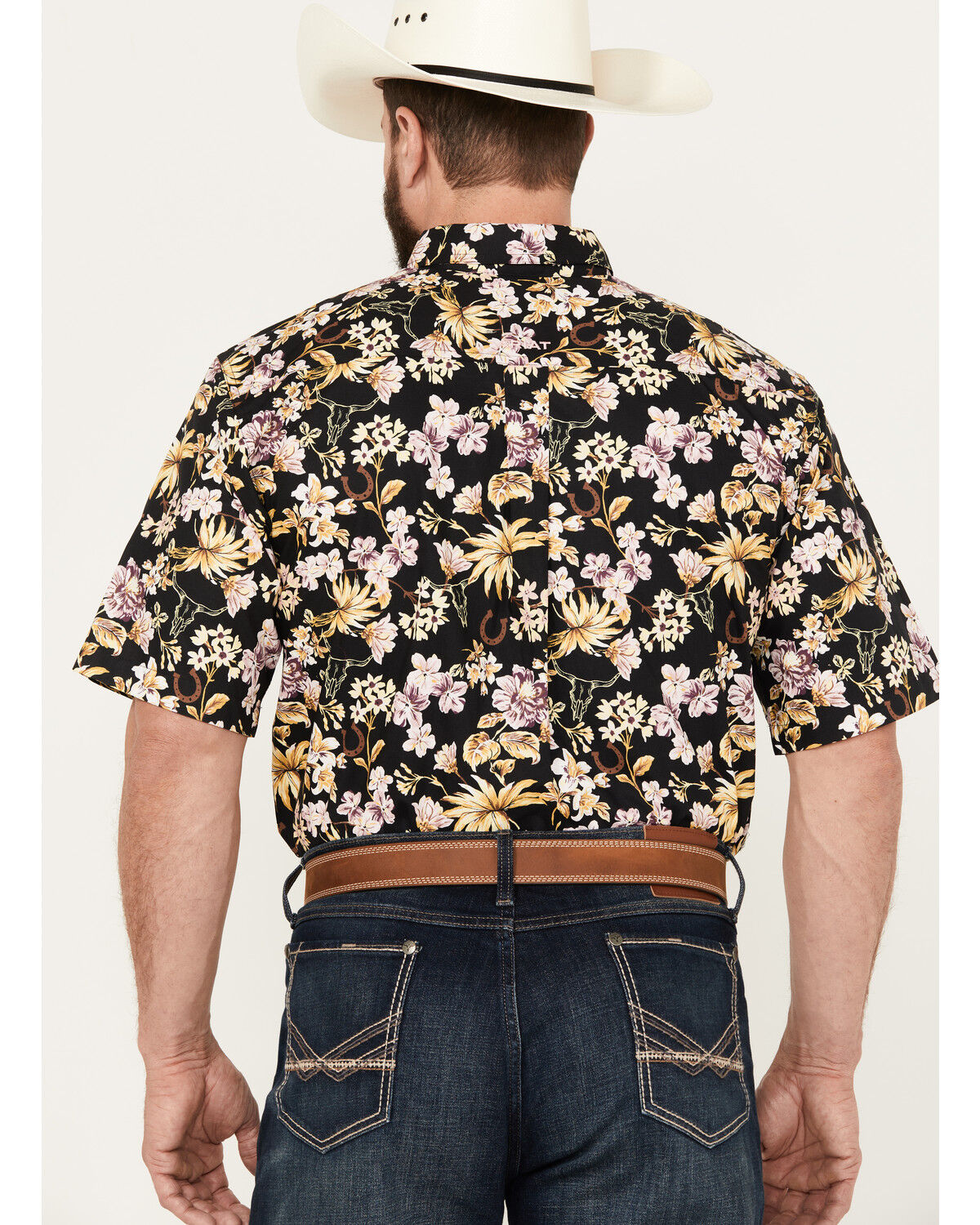 Image #4 - Ariat Men's Dex Classic Fit Floral Print Short Sleeve Button-Down Western Shirt, Black, hi-res