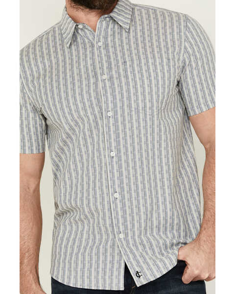 Image #3 - Cody James Men's Falling Diamond Striped Short Sleeve Button-Down Stretch Western Shirt - Tall , Light Blue, hi-res