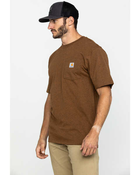 Image #3 - Carhartt Men's Loose Fit Heavyweight Logo Pocket Work T-Shirt, Brown, hi-res