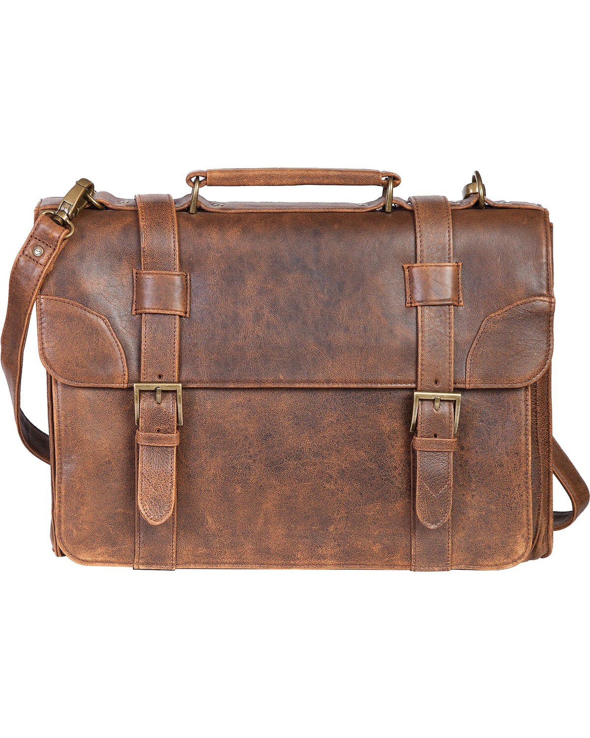 Image #1 - Scully Men's Antique Lambskin Satchel Briefcase, Walnut, hi-res