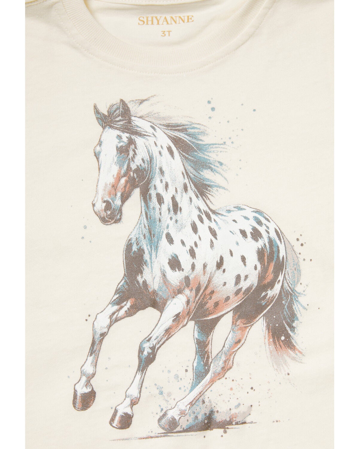 Image #2 - Shyanne Toddler Girls' Maisie Spotted Horse Fringe Short Sleeve Graphic Tee, Cream, hi-res