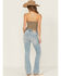 Image #3 - Shyanne Women's Aria Mid Rise Bootcut Super Stretch Denim Jeans, Light Wash, hi-res