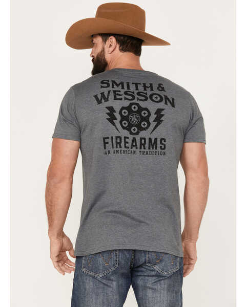 Image #3 - Smith & Wesson Men's Revolver Short Sleeve Graphic T-Shirt, Heather Grey, hi-res