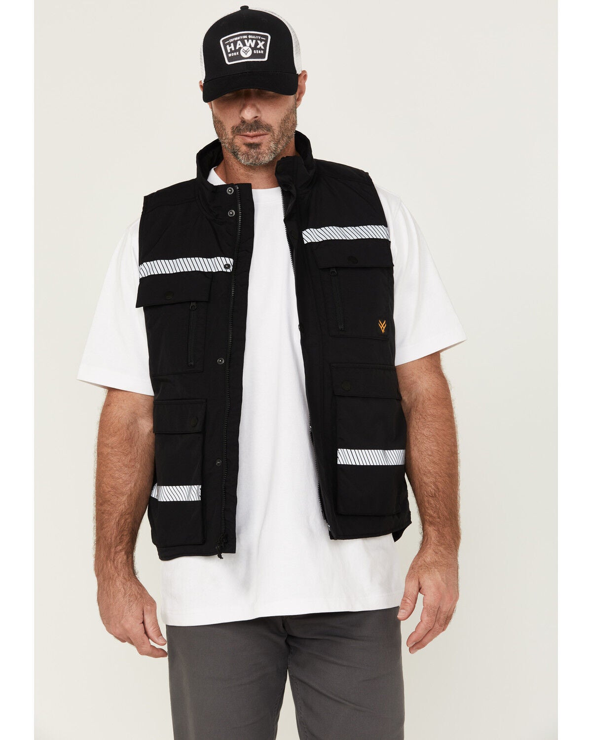 Hawx Men's Reflective Insulated Canvas Work Vest, Black, hi-res
