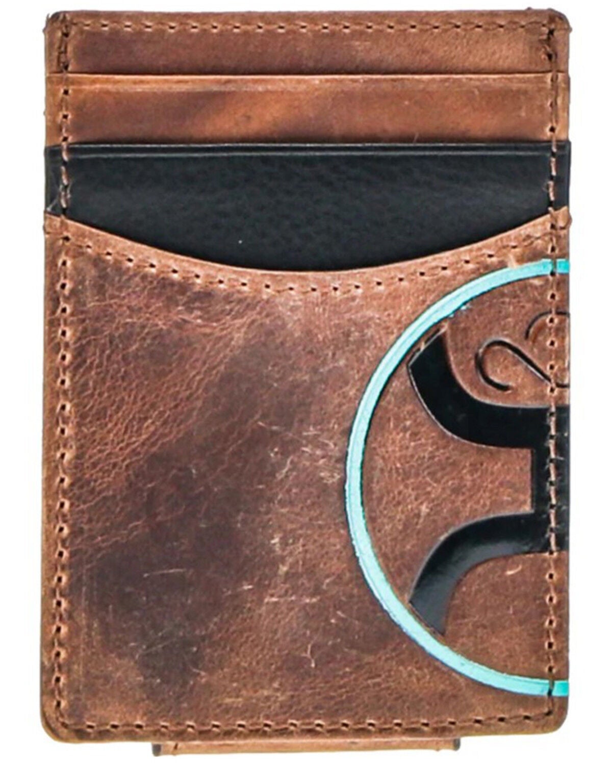 Hooey Men's Hooey 2.0 Embossed Money Clip Wallet, Brown, hi-res