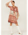 Image #4 - Miss Me Women's Patchwork Button Front Bell Sleeve Dress, Rust Copper, hi-res