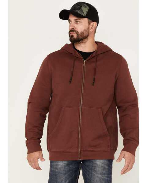 Brothers & Sons Heavy Weathered Hooded Jacket, Burgundy, hi-res