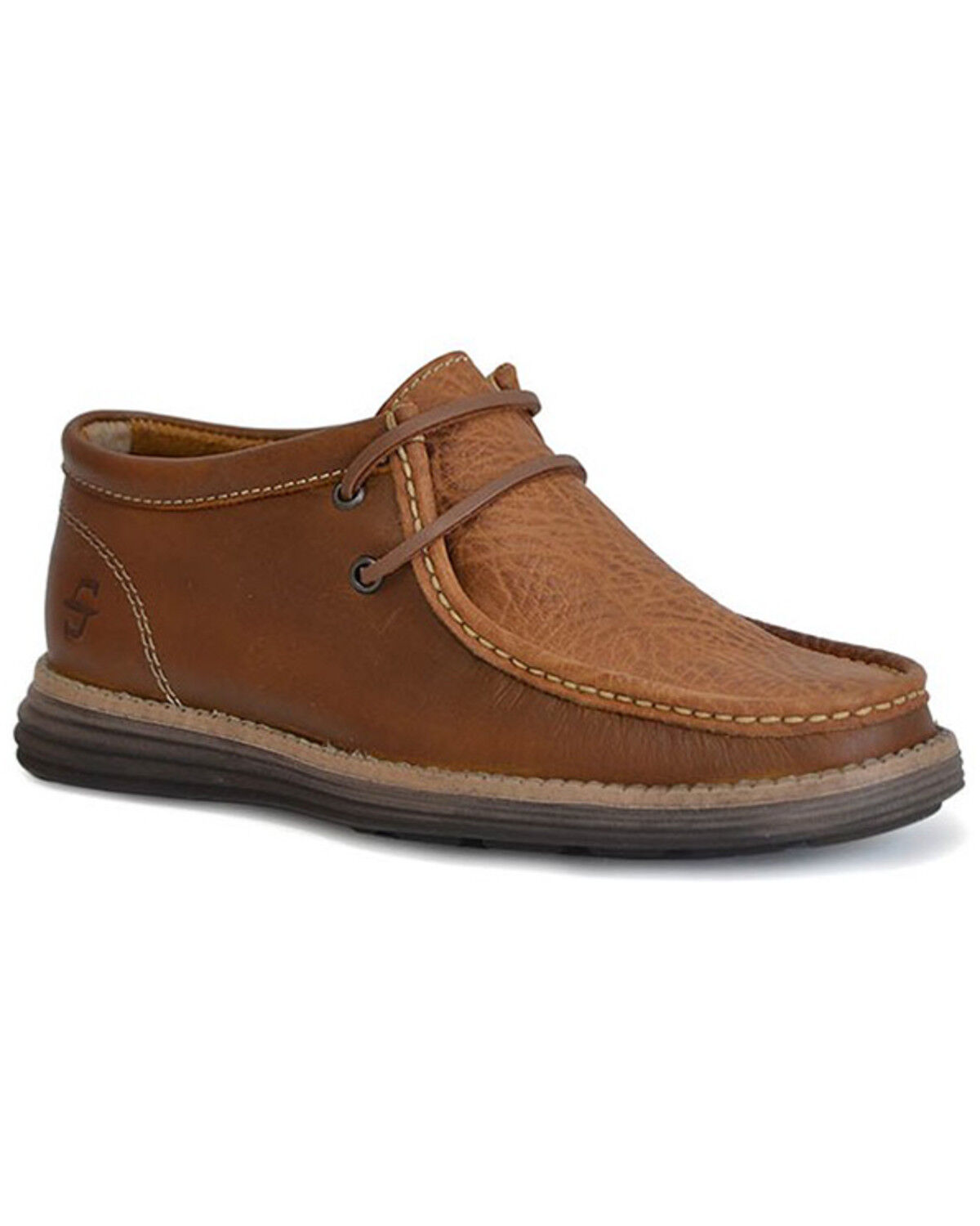 Image #1 - Stetson Men's Wyatt Oiled Bullhide Vamp Lace-Up Casual Chukka Shoes - Moc Toe, Tan, hi-res
