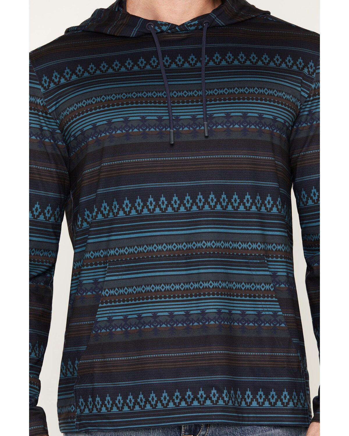 Image #3 - RANK 45&reg; Men's Stone Mesa Southwestern Striped Tech Hooded Long Sleeve Shirt, Navy, hi-res