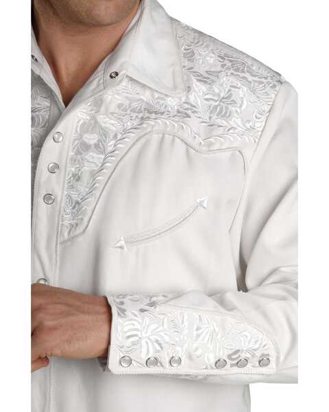 Image #2 - Scully White Floral Embroidery Retro Western Shirt - Big & Tall, White, hi-res