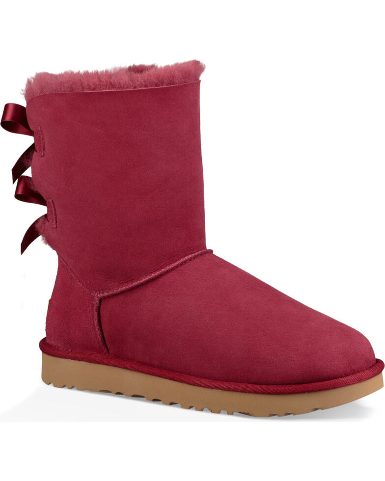 UGG Women's Rose Bailey Bow II Boots - Round Toe , Red, hi-res