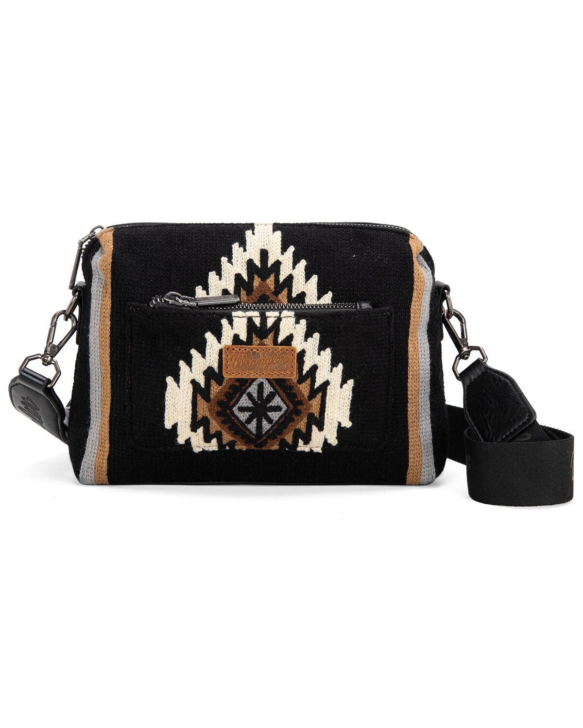 Image #2 - Wrangler Women's Daenery's Winter Southwestern Knitted Crossbody Bag, Black, hi-res