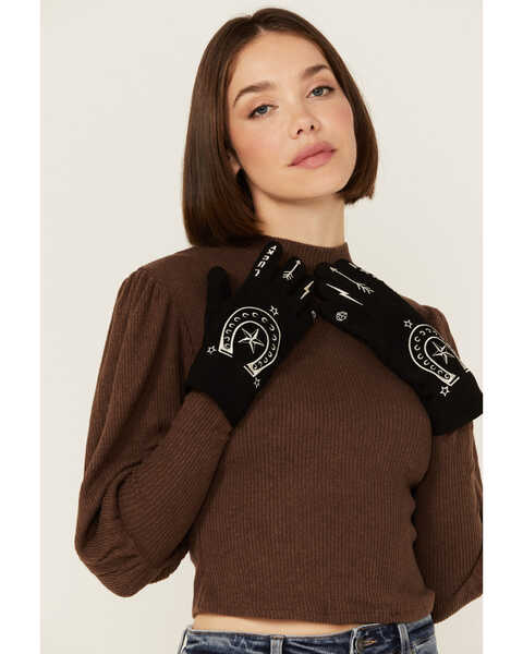 Idyllwind Women's Comet Black Microsuede Gloves, Black, hi-res