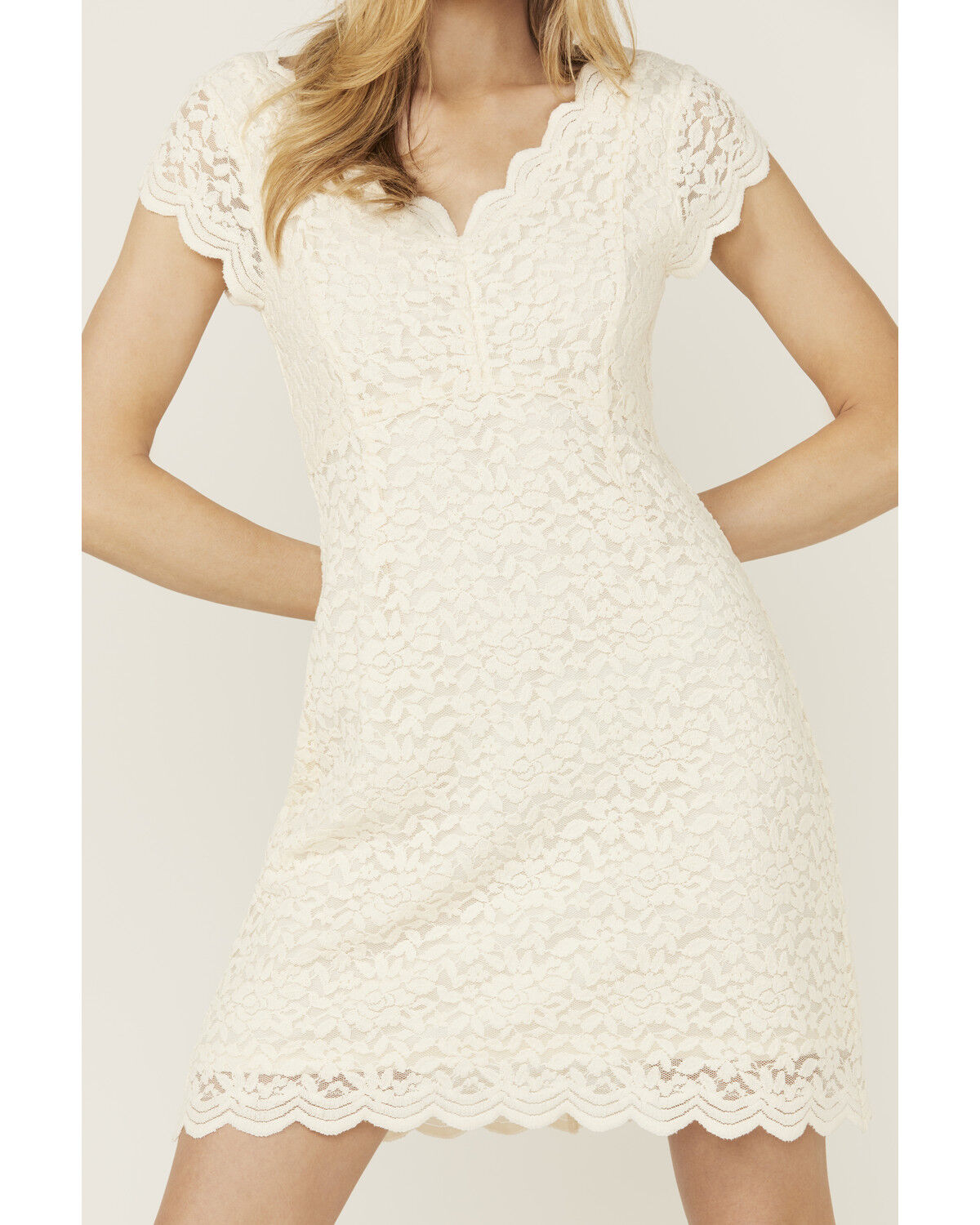 Image #3 - Shyanne Women's Lace Short Sleeve Mini Dress, Cream, hi-res