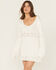 Image #1 - Show Me Your Mumu Women's Jet Lag Long Sleeve Crochet Mini Dress, White, hi-res