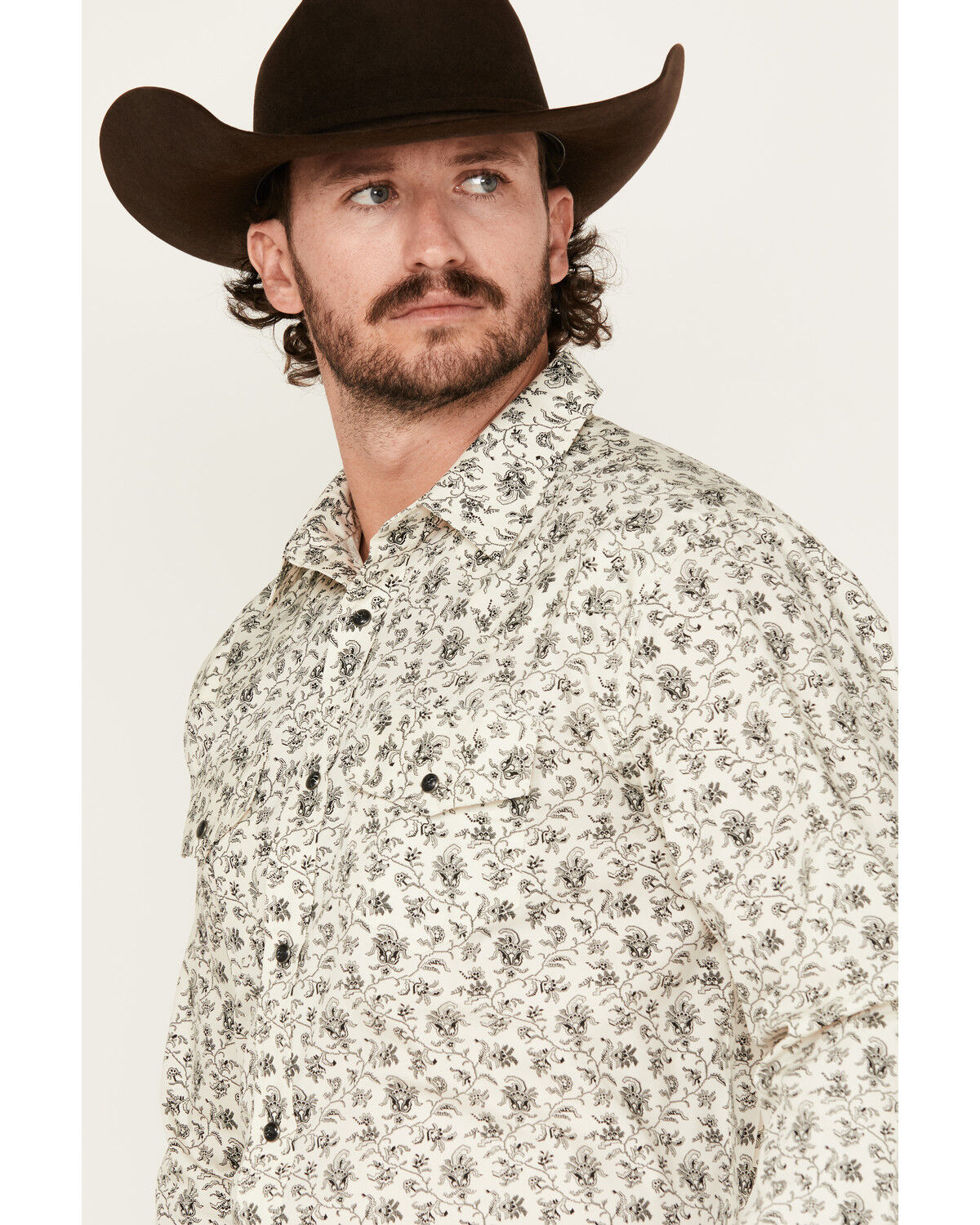 Image #2 - Gibson Trading Co Men's Flower Power Floral Print Long Sleeve Snap Western Shirt, Cream, hi-res