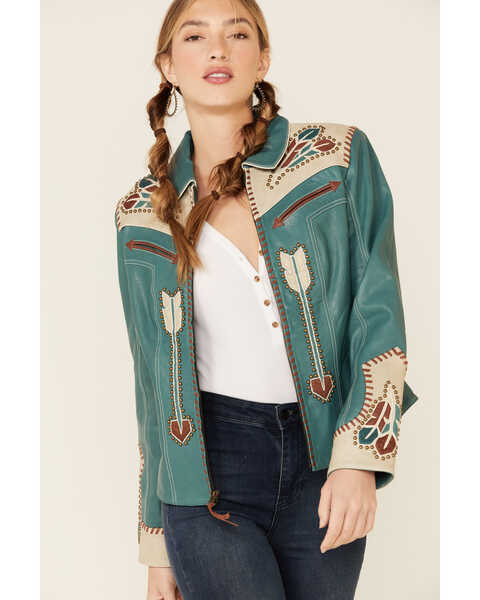Double D Ranch Women's Let's Smoke The Peace Jacket , Green, hi-res