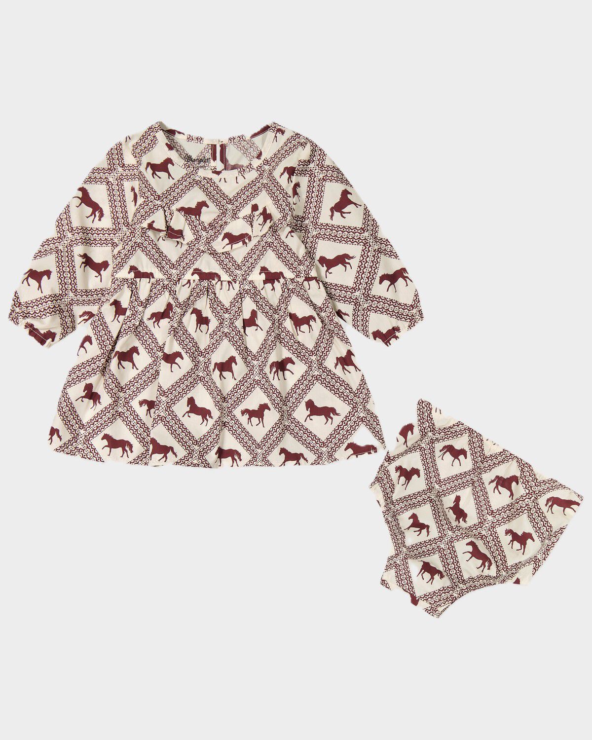 Image #1 - Wrangler Infant Girls' Horse Print Long Sleeve Dress, Cream, hi-res