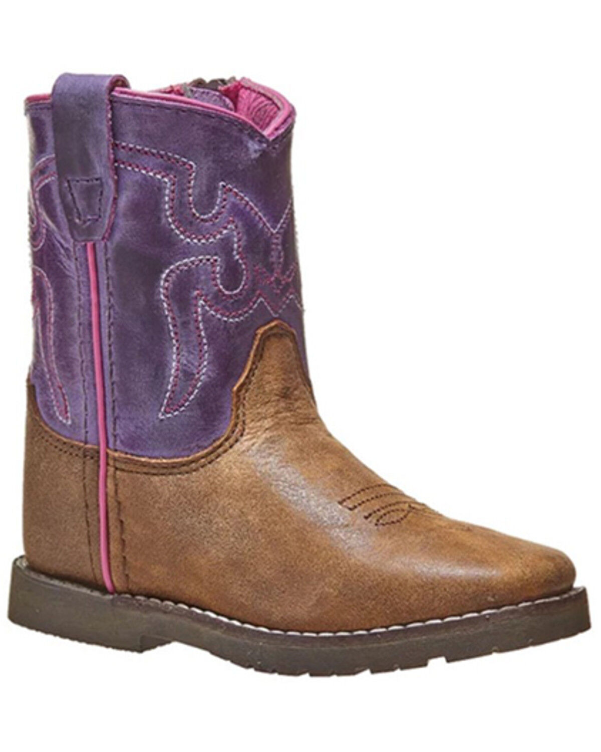 Image #1 - Smoky Mountain Toddler Girls' Autry Western Boots - Broad Square Toe, Purple, hi-res