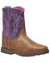 Image #1 - Smoky Mountain Toddler Girls' Autry Western Boots - Broad Square Toe, Purple, hi-res