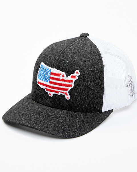 Oil Field Hats Men's Black & White American Flag US Patch Mesh-Back Ball Cap, Black, hi-res