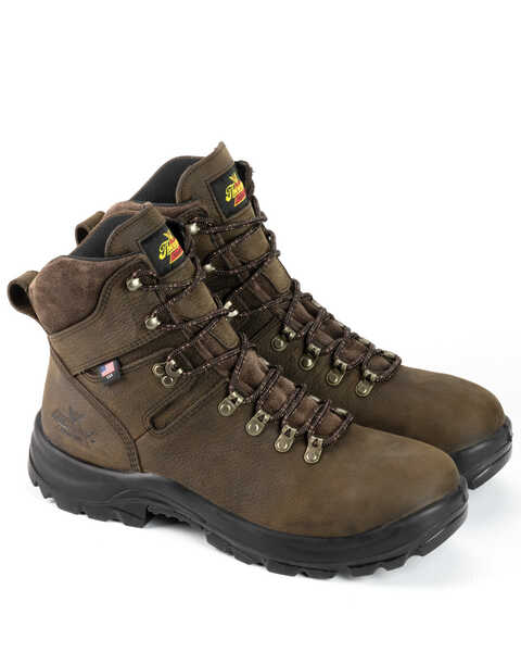 Thorogood Men's American Union Made In The USA Waterproof Work Boots - Steel Toe, Brown, hi-res