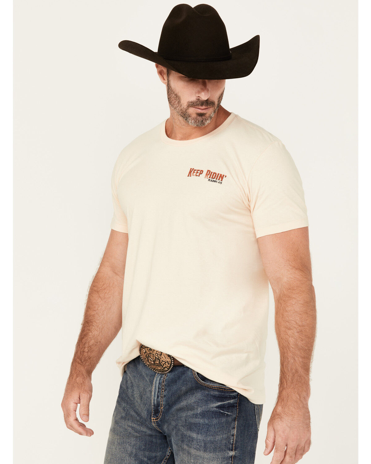 Image #3 - RANK 45® Men's Keep Ridin' Cowboy Short Sleeve Graphic T-Shirt, Natural, hi-res
