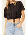 Image #3 - Cleo + Wolf Women's Living Free Graphic Drawcord Crop Tee, Black, hi-res