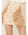 Image #2 - Rock & Roll Denim Women's Cow Print High Rise Tassel Mini Skirt, Tan, hi-res