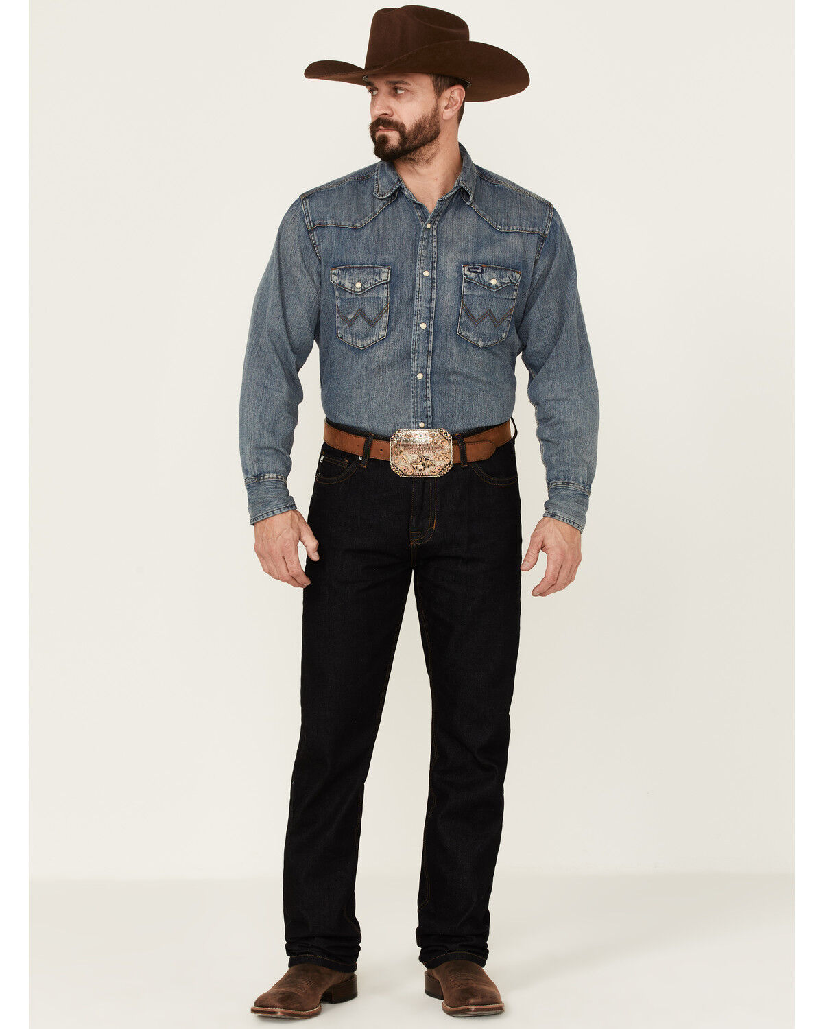 Image #3 - Hooey by Rock & Roll Denim Men's Dark Wash Double Barrel Relaxed Stackable Bootcut Jeans, Blue, hi-res