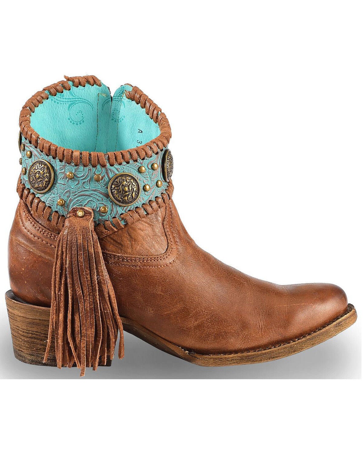 turquoise booties with fringe