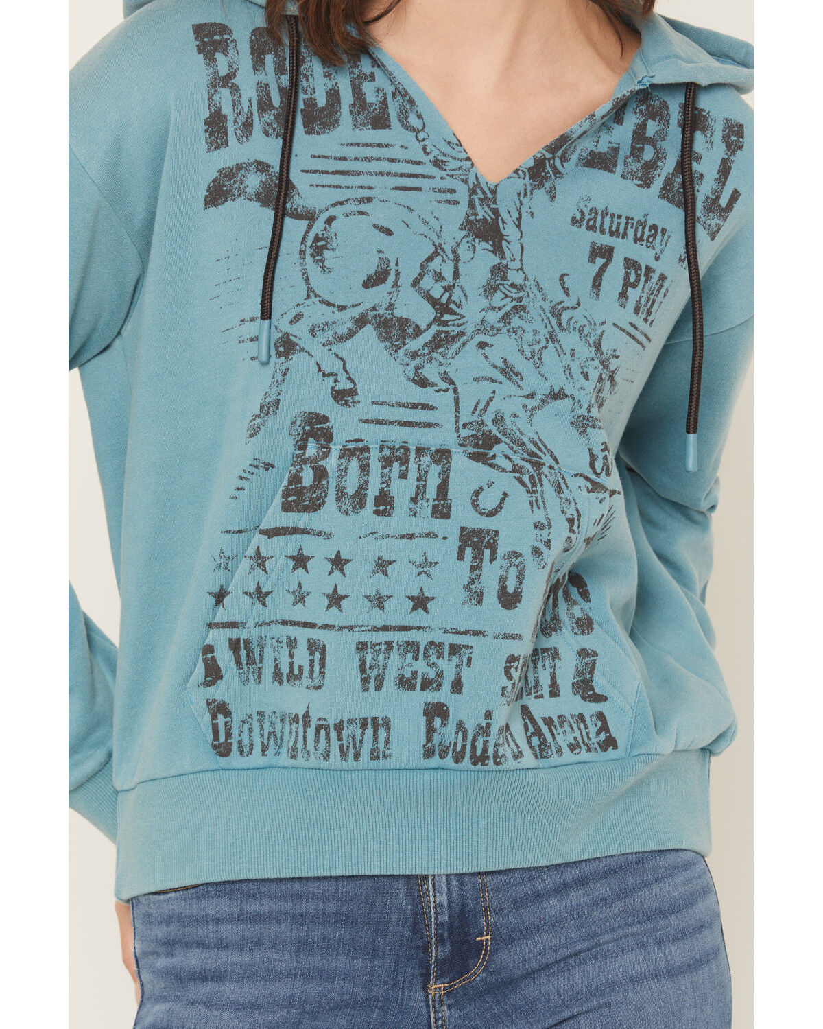 Image #3 - Shyanne Women's Rodeo Rebel Pullover Hoodie, Turquoise, hi-res