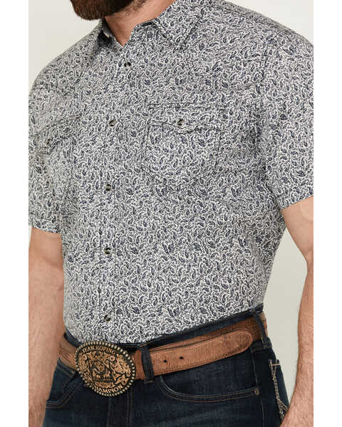 Image #3 - Cody James Men's Graffiti Floral Print Short Sleeve Snap Western Shirt , Ivory, hi-res