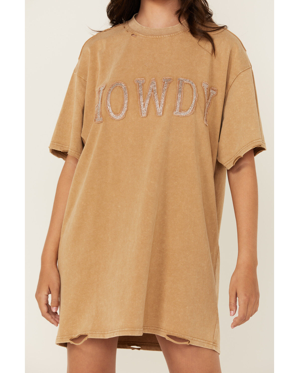 Image #3 - Blue B Women's Howdy Short Sleeve Mini T-Shirt Dress, Tan, hi-res