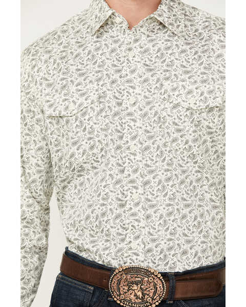 Image #3 - Wrangler Retro Men's Premium Paisley Print Long Sleeve Button-Down Western Shirt, White, hi-res