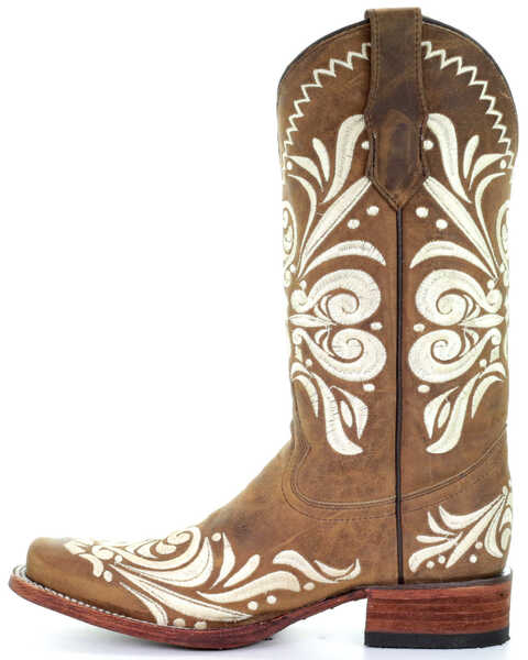 Image #3 - Circle G Women's Embroidery Western Boots - Square Toe, Tan, hi-res