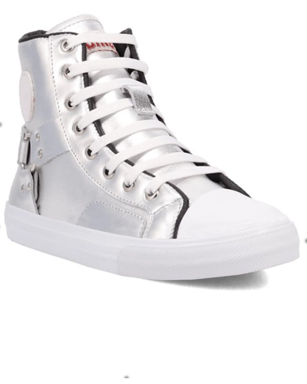 Dingo Women's Knarly Metallic High Top Sneaker, Silver, hi-res