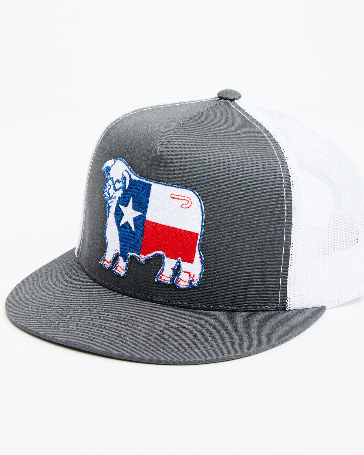 Image #1 - Lazy J Ranch Men's Texas Cow Patch Mesh-Back Ball Cap, Grey, hi-res