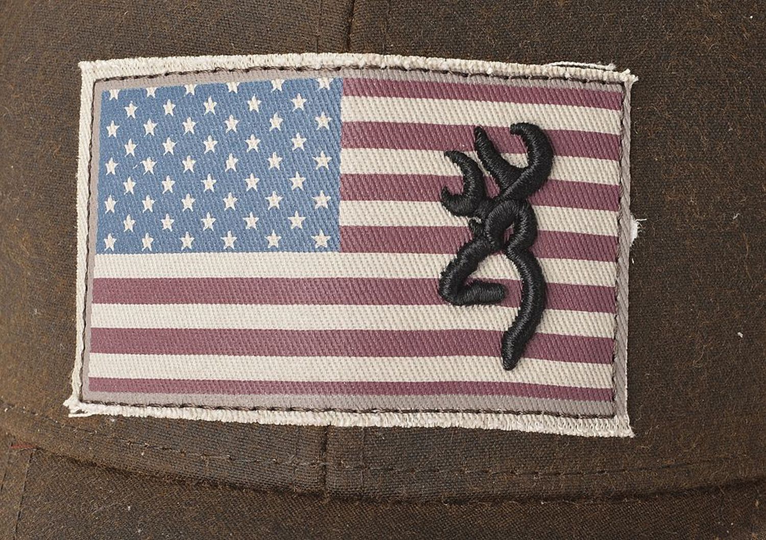 Image #2 - Browning American Flag Buckmark Logo Ball Cap, Brown, hi-res