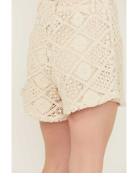 Image #4 - Miss Me Women's High Rise Crochet Shorts , Beige, hi-res