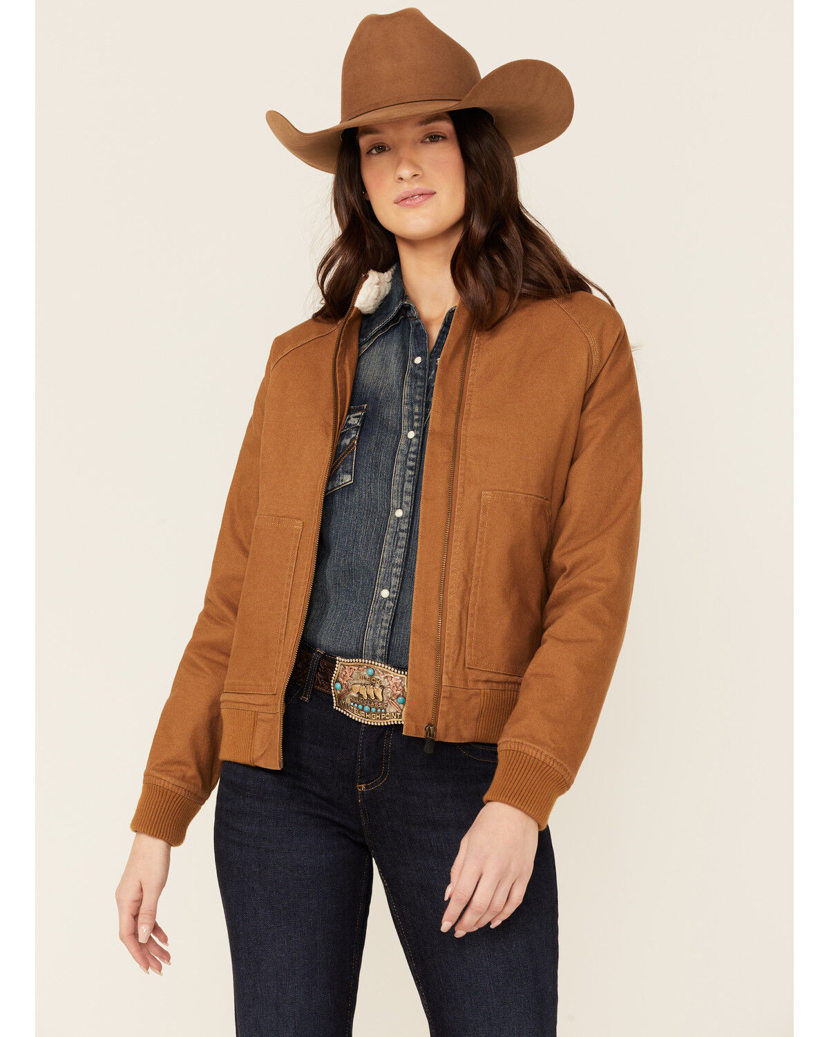 sherpa zip front jacket