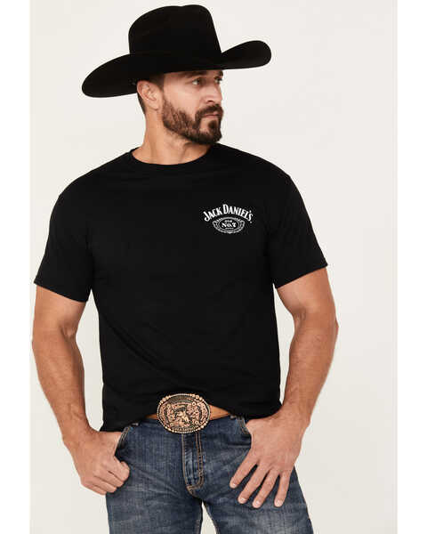 Jack Daniels Men's Bottle Logo Short Sleeve Graphic T-Shirt, Black, hi-res