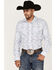 Image #1 - Rough Stock By Panhandle Men's Southwestern Dot Print Long Sleeve Pearl Snap Western Shirt, Royal Blue, hi-res