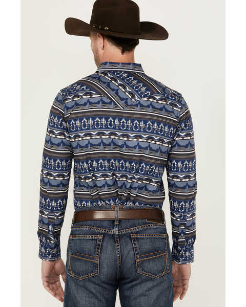 Image #4 - Cody James Men's Coyote Trail Southwestern Print Long Sleeve Snap Western Shirt , Light Blue, hi-res