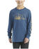 Image #1 - Carhartt Boys' Mountain Logo Print Long Sleeve Graphic Shirt, Blue, hi-res