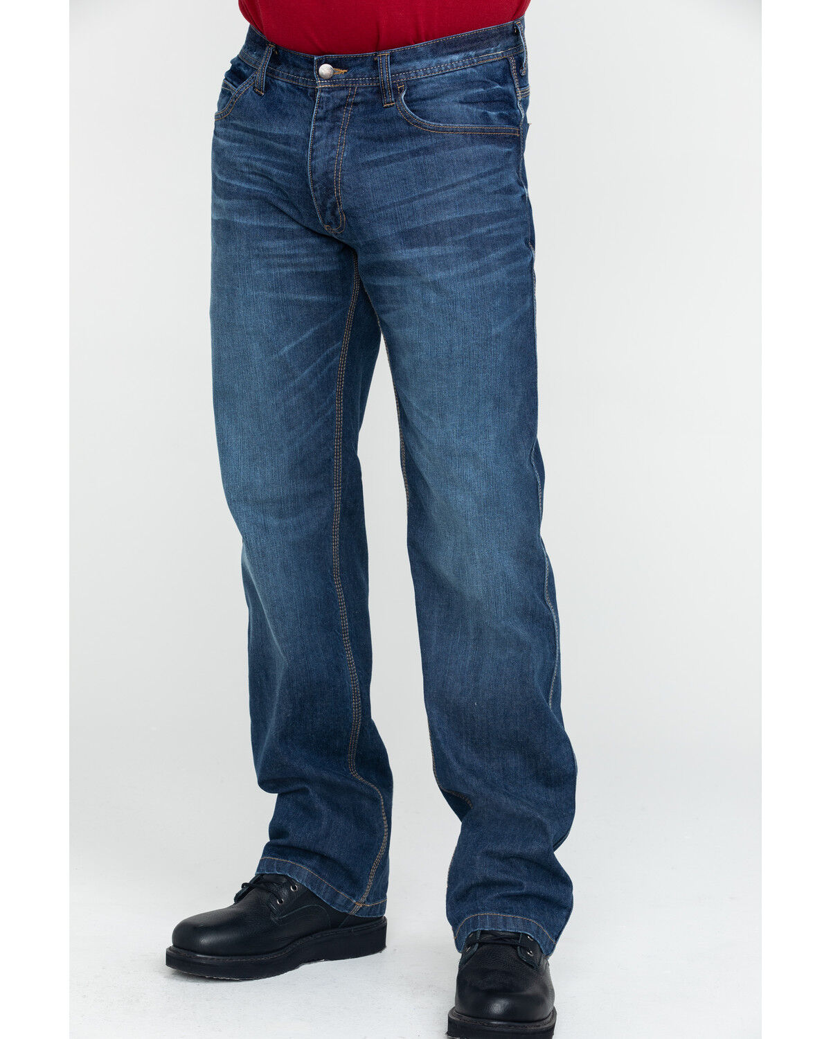 Image #2 - Wolverine Men's FR Dark Stretch Work Jeans, Dark Blue, hi-res