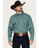 Image #1 - Roper Men's Amarillo Geo Print Long Sleeve Pearl Snap Western Shirt, Turquoise, hi-res
