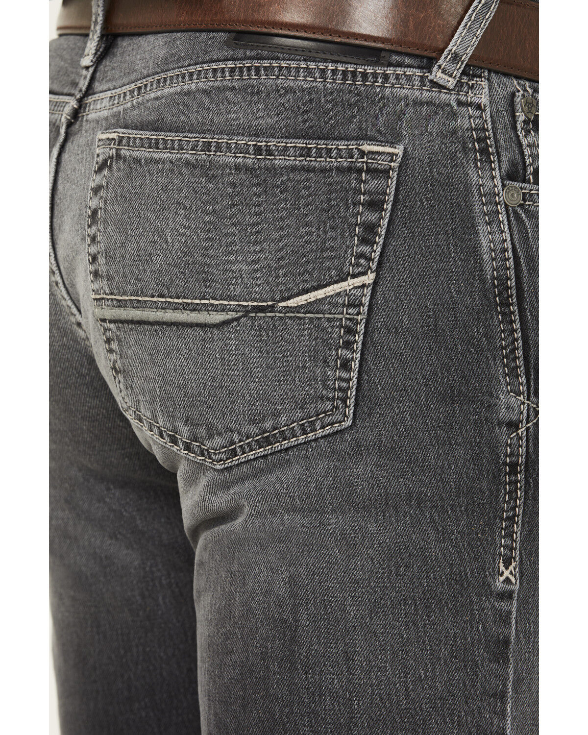 Image #4 - Ariat Men's M8 Modern Rolland Straight Slim Stretch Denim Jeans, Grey, hi-res